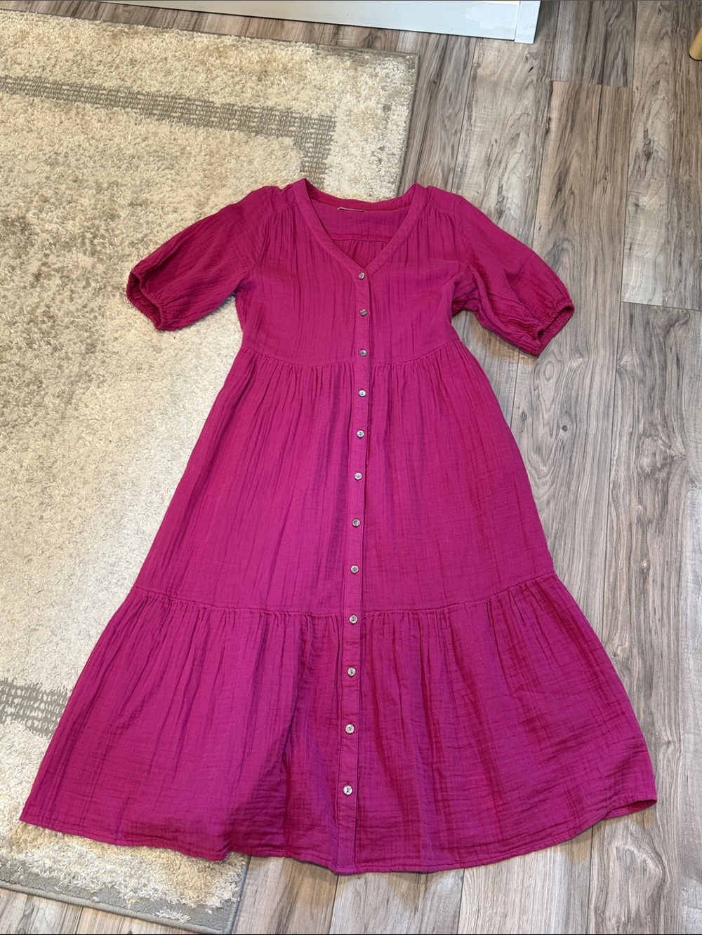 Sonoma Magenta Button-Front Midi Dress